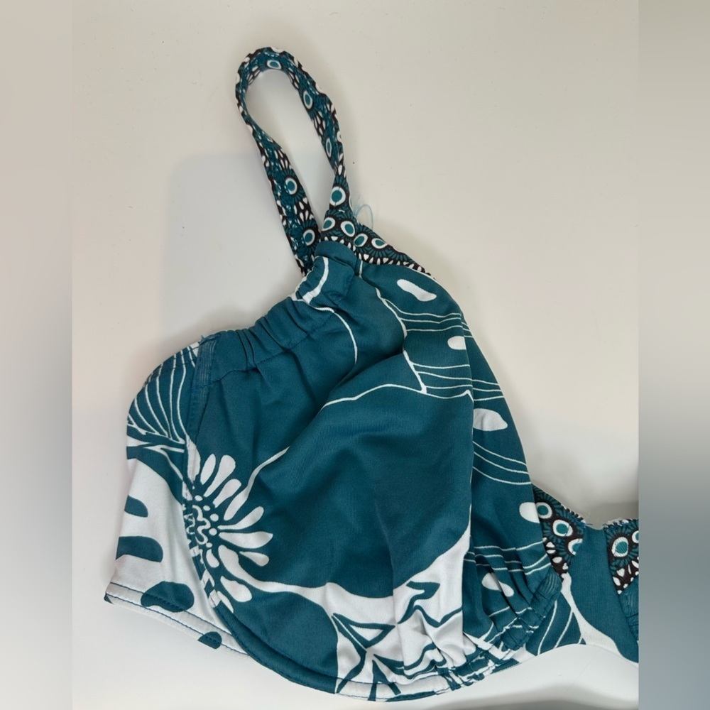 Nwt Sunflair Tropical Floral Bikini Set Teal Blue Underwire C Cup women’s sz 14 - Picture 6 of 11